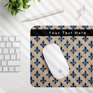 Mousepad Fleur de Lis Pattern, Francês, Real, Azul Marinho