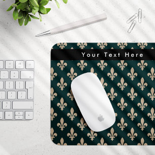 Mousepad Fleur de Lis Pattern, Francês, Real, Creme, Verde