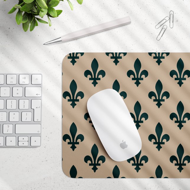 Mousepad Fleur de Lis Pattern, Real Verde Francês em Creme (Criador carregado)