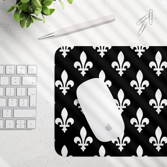 Mousepad Fleur de Lis Pattern, Royal French, branco a preto (Criador carregado)