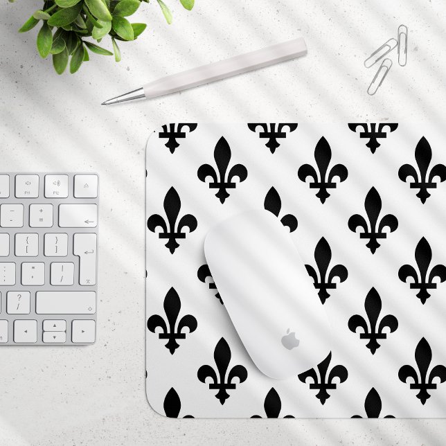Mousepad Fleur de Lis Pattern, Royal French, preto em branc (Criador carregado)