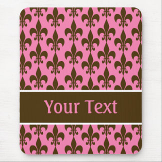 Mousepad Fleur de Lis personalizado cor-de-rosa castanho