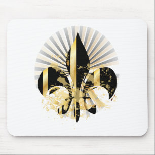 Mousepad Fleur de Lis Preto e Dourado