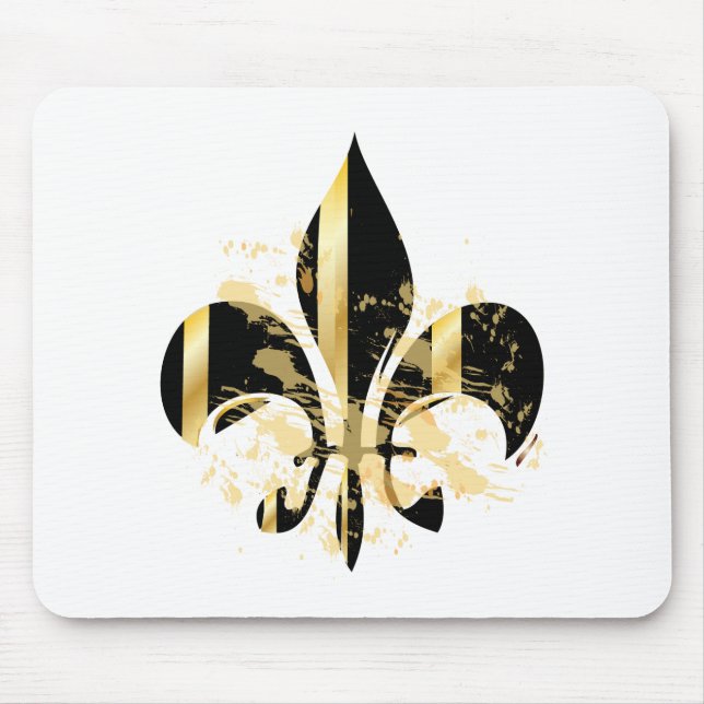 Mousepad Fleur de Lis, preto e Dourado (Frente)