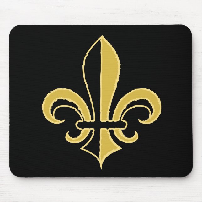 Mousepad Fleur de lis, preto e Dourado (Frente)