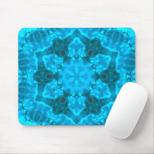 Mousepad Floco de neve azul gelado Caleidoscópio Padrão