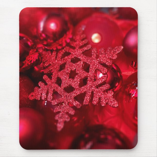 Mousepad Floco de neve sparkly vermelho (Frente)