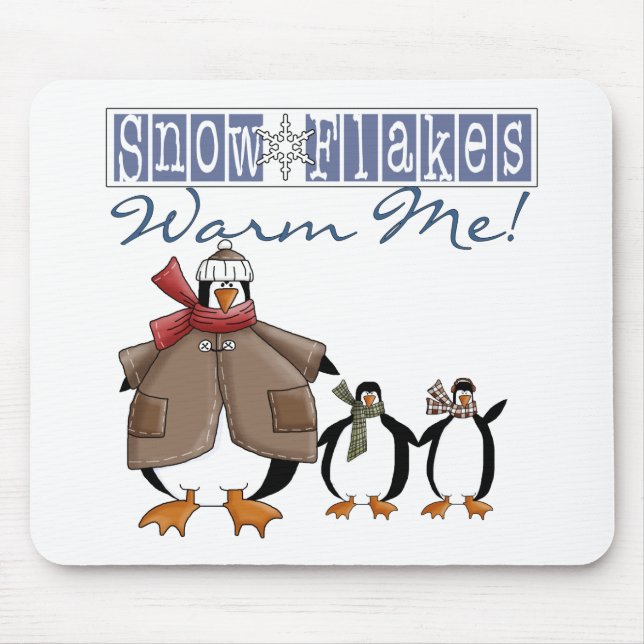 Mousepad Flocos de neve aquecem-me Camisetas de Natal e pre (Frente)