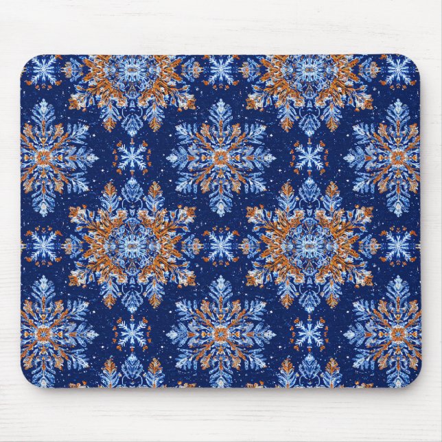 Mousepad Flocos de neve azuis 3d (Frente)