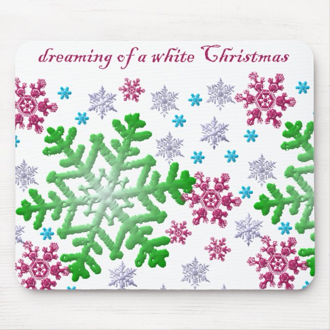 Mousepad Flocos de neve azuis e prateados (Frente)