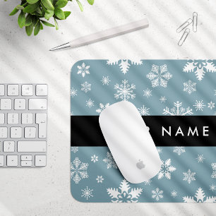 Mousepad Flocos de neve brancos, Cinzas, seu nome, Personal