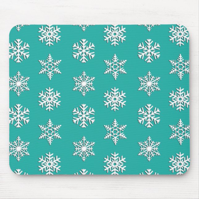 Mousepad Flocos de neve brancos de 3 d, fundo personalizáve (Frente)