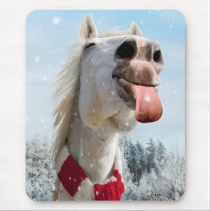 Mousepad Flocos de neve com cavalos