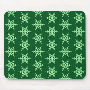 Mousepad Flocos de neve, cristais verde pálido sobre verde
