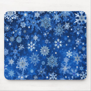 Mousepad Flocos de neve de Natal Azul e Prata