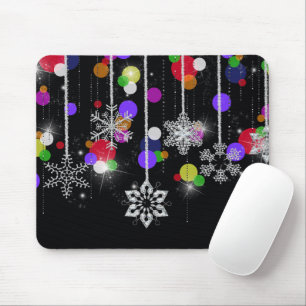 Mousepad Flocos de neve de Natal em Preto