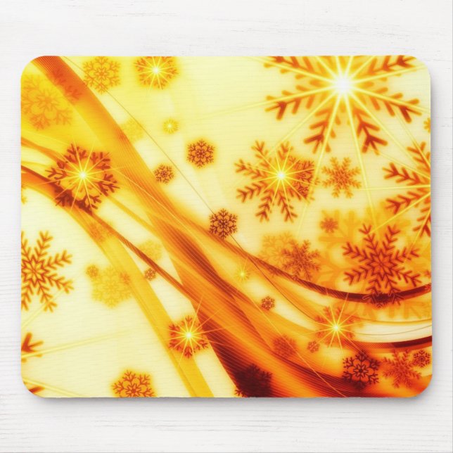 Mousepad Flocos de neve de Natal ouro (Frente)