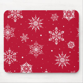 Mousepad Flocos de neve de Natal vermelhos
