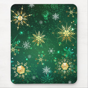 Mousepad Flocos de neve do Ouro Xmas em segundo plano