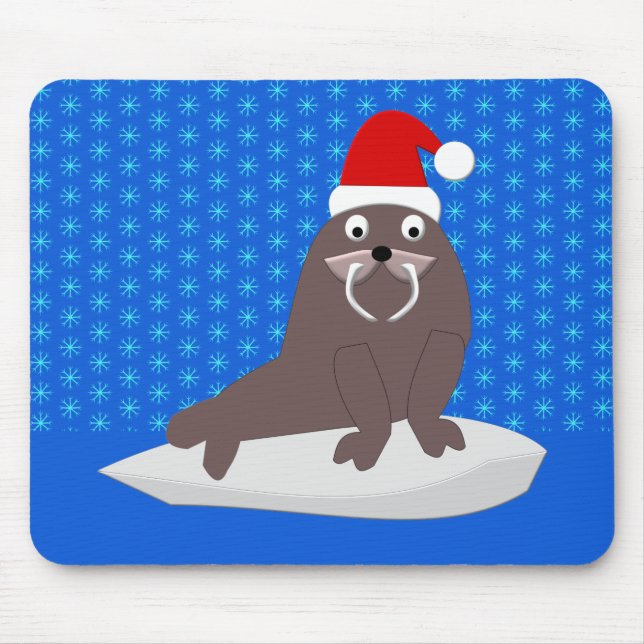 Mousepad Flocos de neve e de marrã-natalina (Frente)