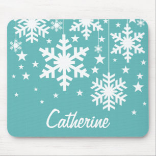 Mousepad Flocos de neve e estrelas Mousepad, Aqua
