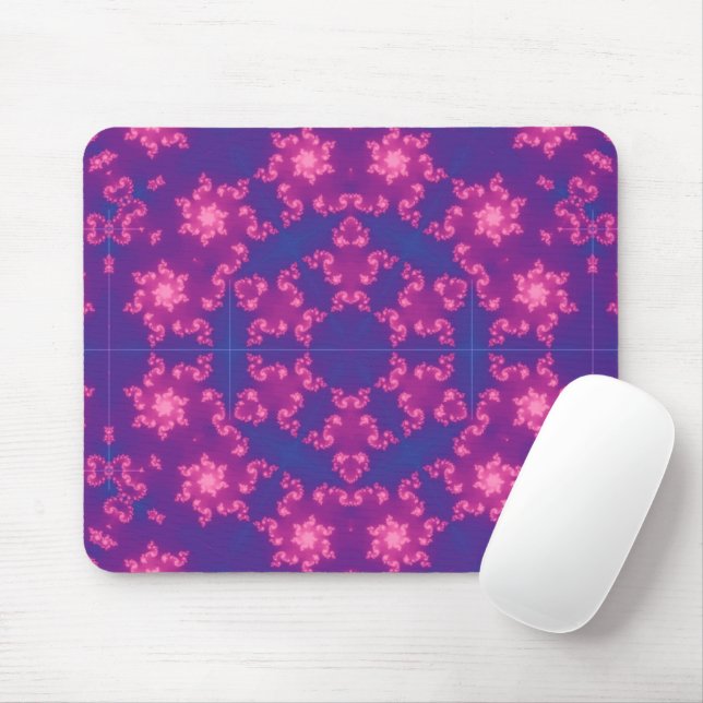 Mousepad Flocos de neve redondos, cor-de-rosa e roxos (Com mouse)