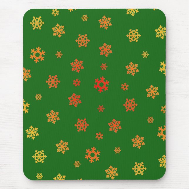 Mousepad Flocos de neve (Vermelho e Dourado) [Padrão de Nat (Frente)