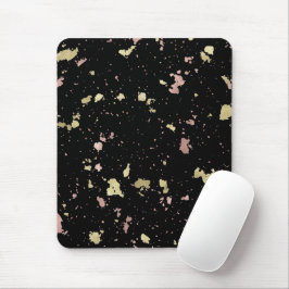 Mousepad Flocos Dourados e Rosa Dourados Pretos