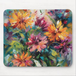 Mousepad FLOR ABSTRATA AMARELO ROSA VERMELHO VERDE Aquarela