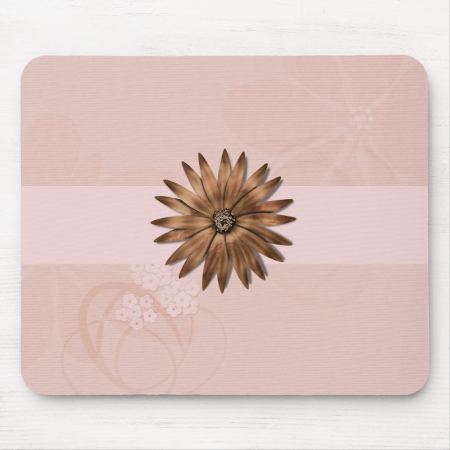 Mousepad Flor Abstrata Delicada em Rosa Pálido (Frente)