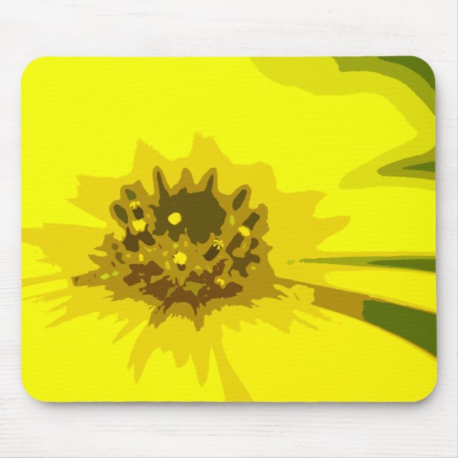 Mousepad Flor Amarelo-Amarelo vívido por Abstrato bonito (Frente)