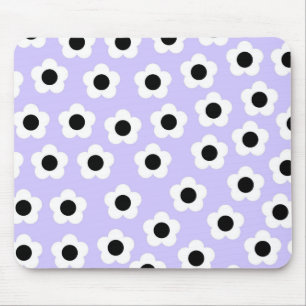 Mousepad Flor branco e preto com fundo azul