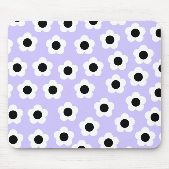 Mousepad Flor branco e preto com fundo azul (Frente)