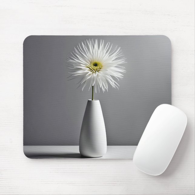 Mousepad Flor Branco Na Simplicidade Do Vase (Com mouse)