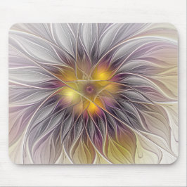 Mousepad Flor Colorida Luminosa, Fractal Moderno Abstrato