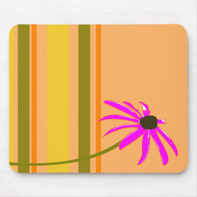 Mousepad Flor cor-de-rosa com listras (Frente)