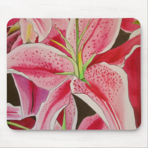 Mousepad Flor cor-de-rosa do lírio do Stargazer