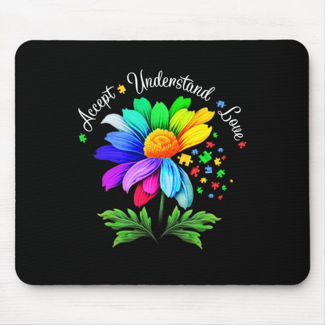 Mousepad Flor da Margarida de Conscientização do Autismo pa (Frente)