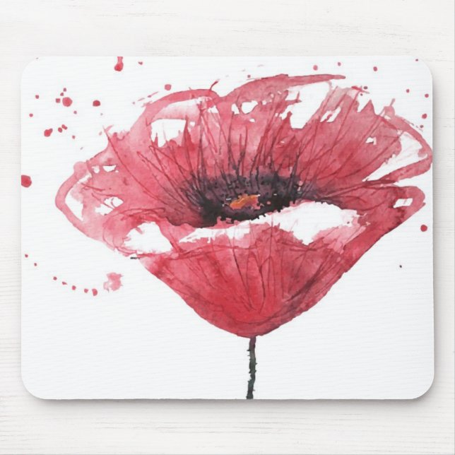 Mousepad Flor da papoila, aguarela (Frente)