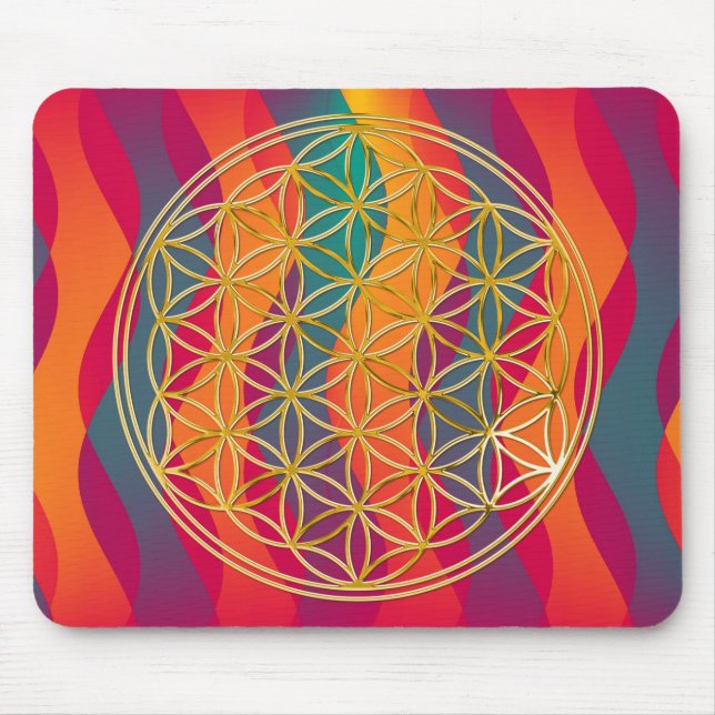 Mousepad Flor da vida/de ouro | waves coloured (Frente)