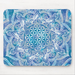 Mousepad Flor da Vida em Lotus - Azul-Cria