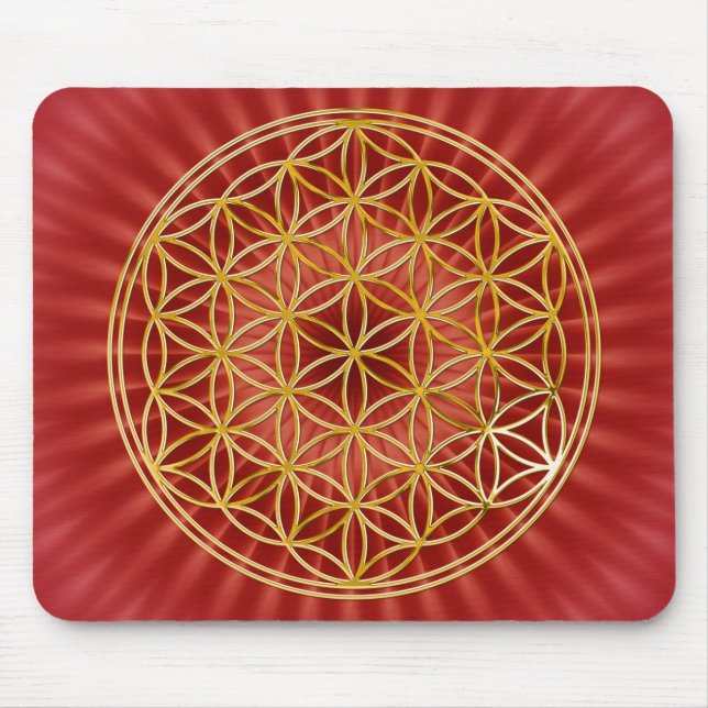 Mousepad Flor Da Vida | ouro, grande (Frente)