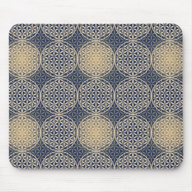 Mousepad Flor da vida - padrão do selo - areia azul (Frente)