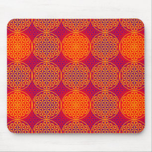 Mousepad Flor da vida - padrão do selo - cor-de-rosa laranj