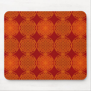 Mousepad Flor da vida - padrão do selo - vermelho laranja