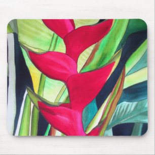 Mousepad Flor de акварела tropical Heliconia Lagosta