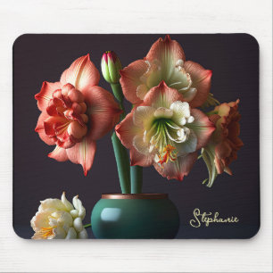 Mousepad Flor de Amarillis Branca Elegante