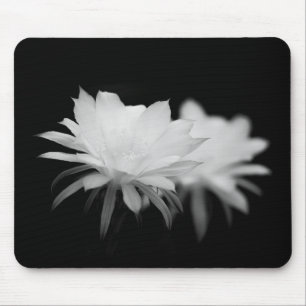 Mousepad Flor de cacto preto e branco