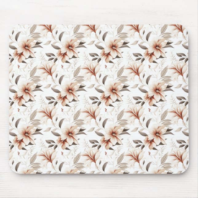 Mousepad Flor de Campo Aguarela Rosa Marrom (Frente)