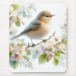 Mousepad Flor de Cerejeira em Aquarela na Primavera
